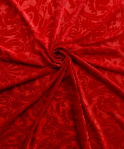 Alternative view of Red Stretch Damask Burnout Velvet Fabric