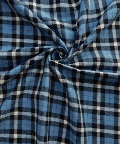 Brent Blue Plaid Yarn Dyed Flannel Fabric