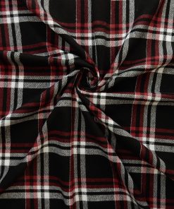 Max Black-Red Plaid Yarn Dyed Flannel Fabric