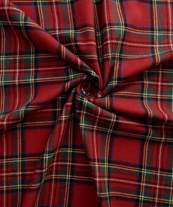 Red Christmas Plaid Yarn Dyed Flannel Fabric