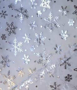 Silver/White Metallic Snowflake Organza Fabric