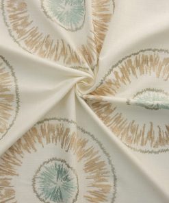 Aloe Circle Embroidered Faux Linen Fabric
