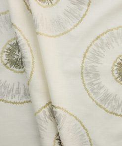 Alternative view of Sage Circle  Embroidered Faux Linen Fabric