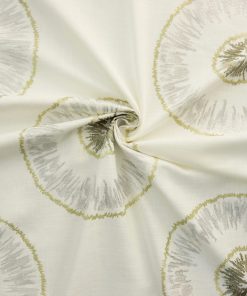Sage Circle  Embroidered Faux Linen Fabric