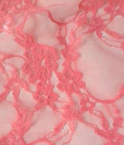 Coral Isabella Stretch Floral Lace Fabric