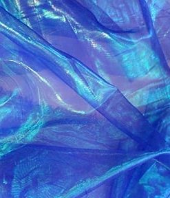 Blue Iridescent Pearl Organza Fabric