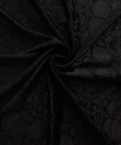Black Stretch Floral Burnout Velour Knit Fabric