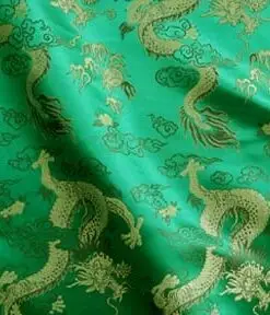 Emerald Dragon Fire 60" Soft Shine Chinese Brocade Fabric
