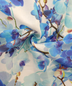 Blue Orchid Printed European 100% Linen Fabric