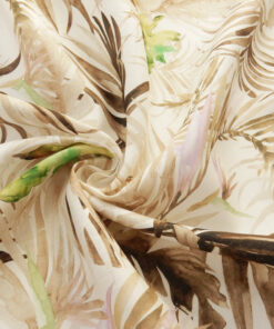 Alternative view of Cocoa Tropical Printed European 100% Linen Fabric