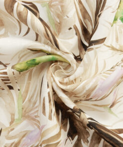 Cocoa Tropical Printed European 100% Linen Fabric