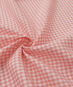 Alternative view of Coral-White European 100% Linen Gingham Fabric
