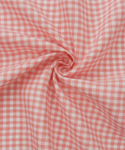 Coral-White European 100% Linen Gingham Fabric