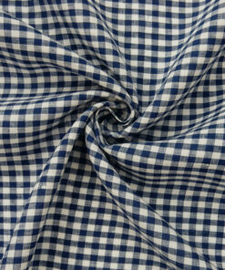 Navy-White European 100% Linen Gingham Fabric