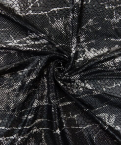 Black Stretch Snakeskin Foil Knit Fabric