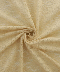 Cream and Gold Metallic Stretch Lace Fabric