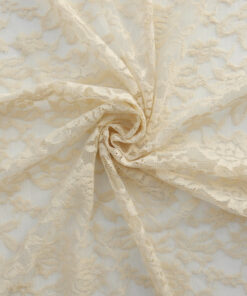 Ecru Re-Embroidered Stretch Lace Fabric 56
