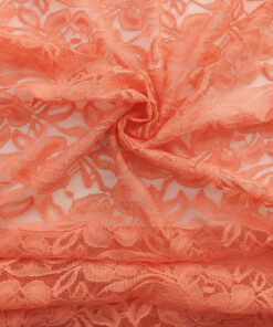 Alternative view of Coral Re-Embroidered Stretch Lace Fabric 55