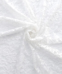 White Re-Embroidered Stretch Lace Fabric 57