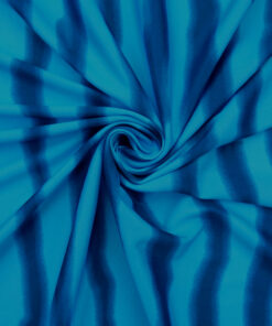 Blue Wavy Stripe Printed Knit Fabric