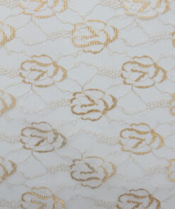 Alternative view of White and Gold Metallic Rose Lace Fabric 52