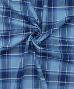 Flannel Yarn Dyed Plaid Fabric Barry Blue swirl