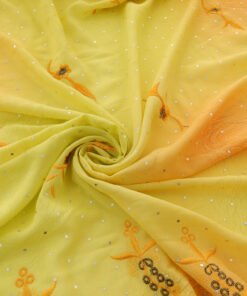Alternative view of Mango Hologram & Embroidered Border Chiffon Fabric 1042