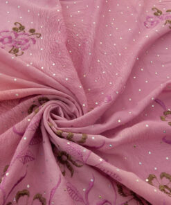 Alternative view of Orchid Hologram & Embroidered Border Chiffon Fabric 1041