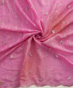 Azalea Hologram & Embroidered Border Chiffon Fabric 1047