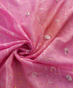 Alternative view of Azalea Hologram & Embroidered Border Chiffon Fabric 1047
