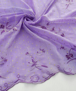 Alternative view of Lilac Hologram & Embroidered Border Chiffon Fabric 1048