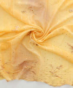 Champagne Hologram & Embroidered Border Chiffon Fabric 1045