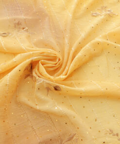 Alternative view of Champagne Hologram & Embroidered Border Chiffon Fabric 1045