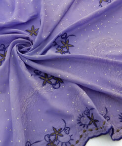 Alternative view of Orchid Hologram & Embroidered Border Chiffon Fabric 1051
