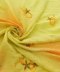 Alternative view of Mango Hologram & Embroidered Border Chiffon Fabric 1035