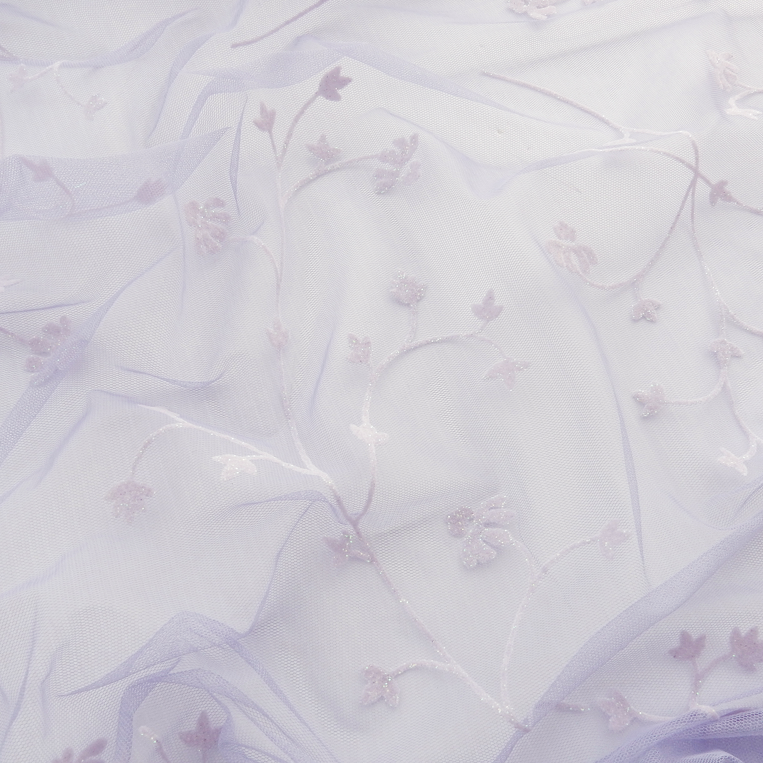 Lavender Sparkle Floral Stretch Mesh Fabric - Image 4