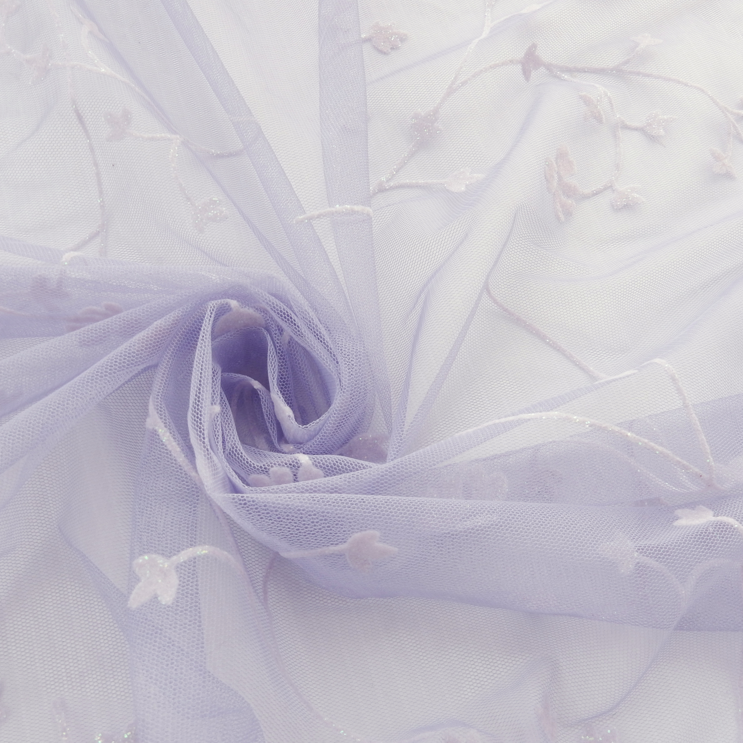 Lavender Sparkle Floral Stretch Mesh Fabric - Image 6