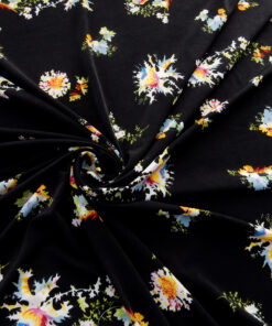 Alternative view of Black Floral Stretch ITY Print Fabric 1022
