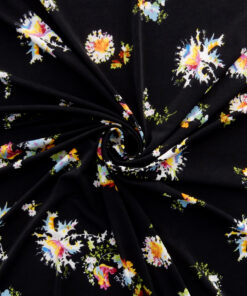 Black Floral Stretch ITY Print Fabric 1022