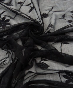 Black Sparkle Floral Stretch Mesh Fabric