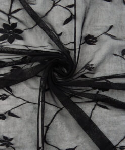 Alternative view of Black Sparkle Floral Stretch Mesh Fabric