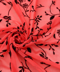 Alternative view of Cherry Velvet Flocked Sparkle Stretch Sheer Fabric 3021