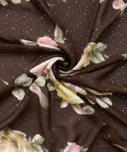 Alternative view of Brown Clear Sequin Floral Chiffon Print Fabric