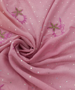 Alternative view of Orchid Hologram & Embroidered Border Chiffon Fabric 1033