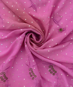 Alternative view of Fuschia Hologram & Embroidered Border Chiffon Fabric 1032