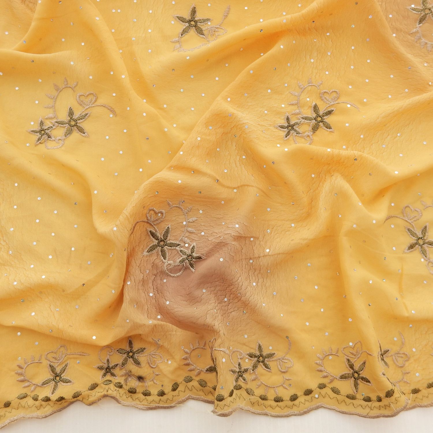 Mango Hologram & Embroidered Border Chiffon Fabric 1031 - Image 6