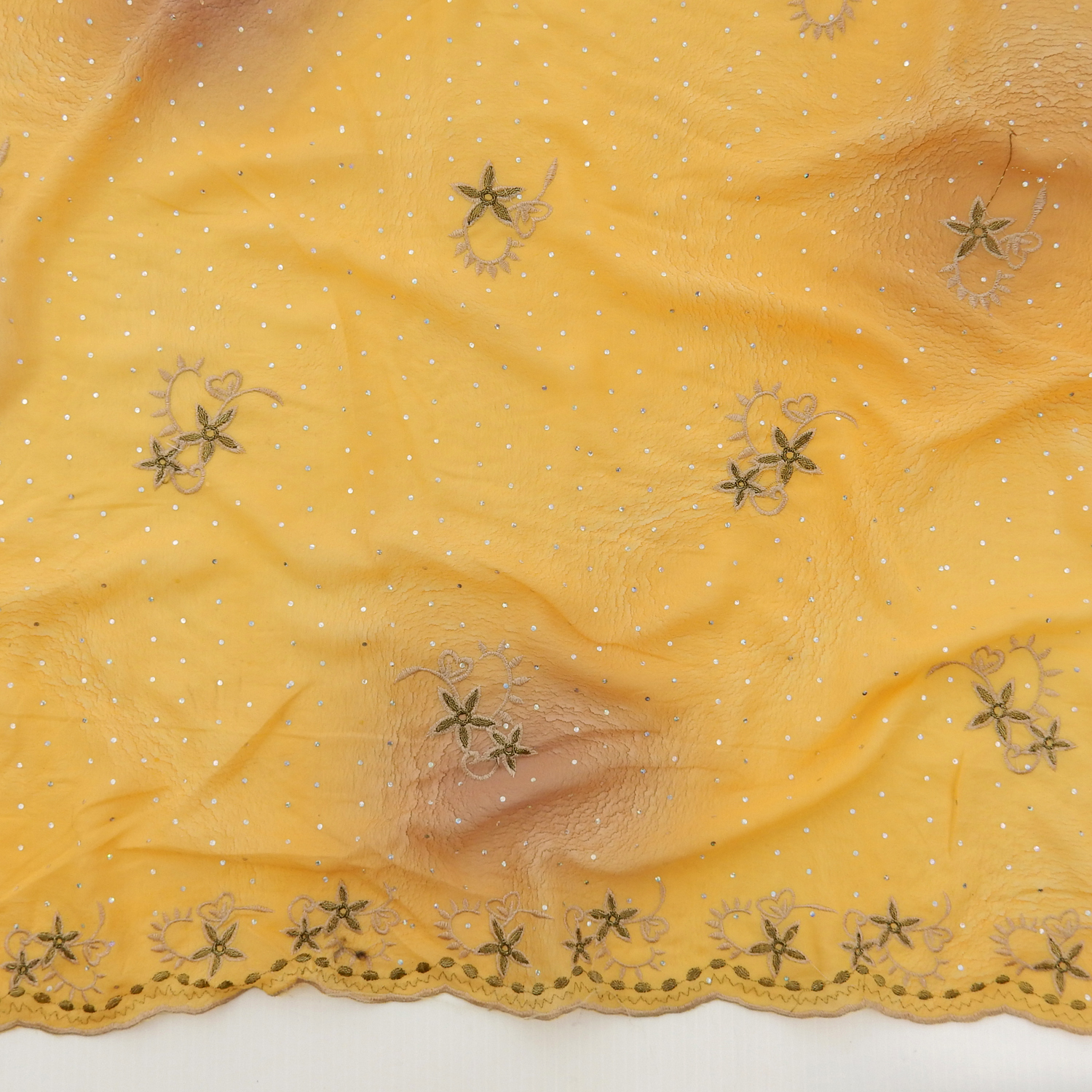 Mango Hologram & Embroidered Border Chiffon Fabric 1031 - Image 4