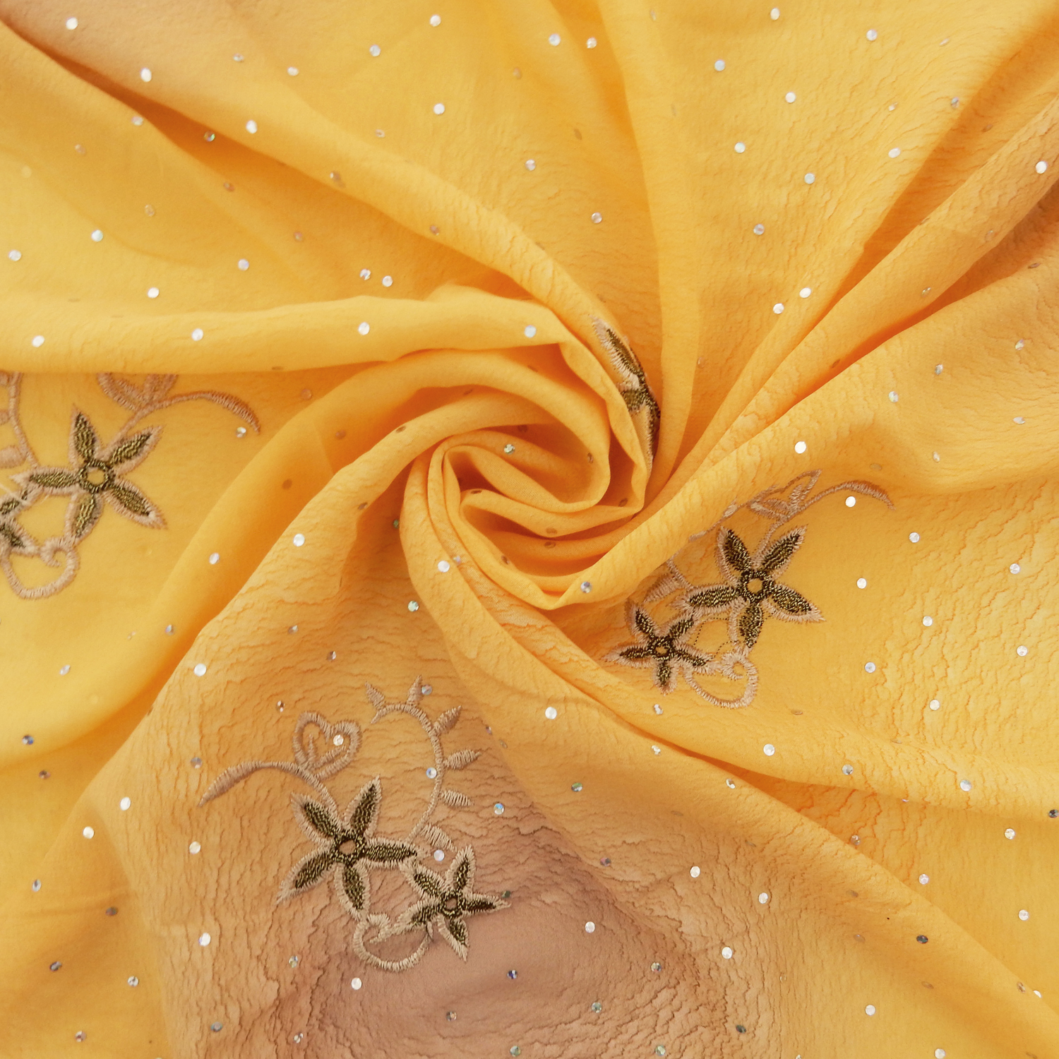 Mango Hologram & Embroidered Border Chiffon Fabric 1031 - Image 3