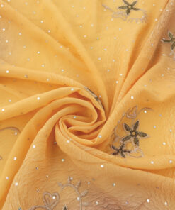 Alternative view of Mango Hologram & Embroidered Border Chiffon Fabric 1031