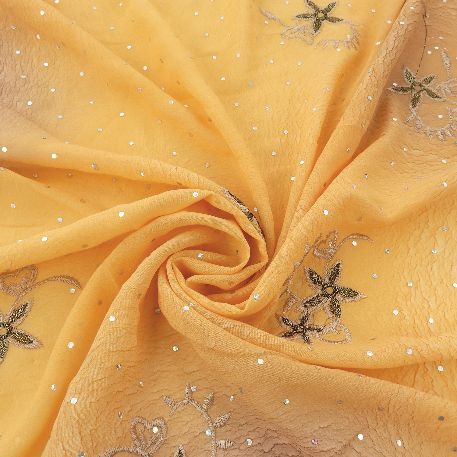 Mango Hologram & Embroidered Border Chiffon Fabric 1031 - Image 2
